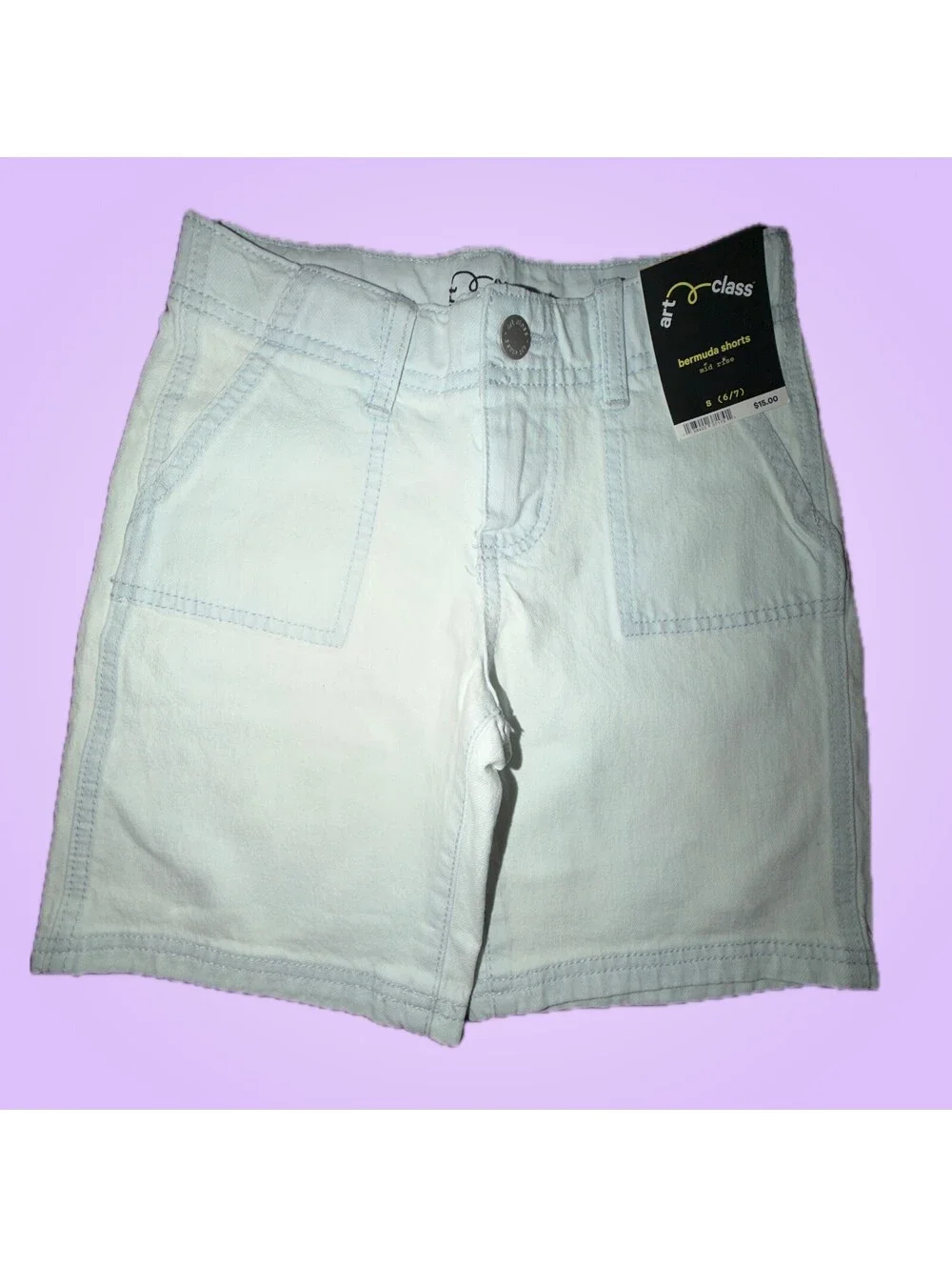 New art class Girls Small 6/7 Light Wash Mid Rise Bermuda Shorts